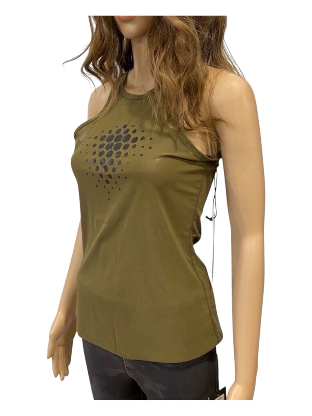 Karma Womens Olive mesh Sleeveless Racerback Top XS